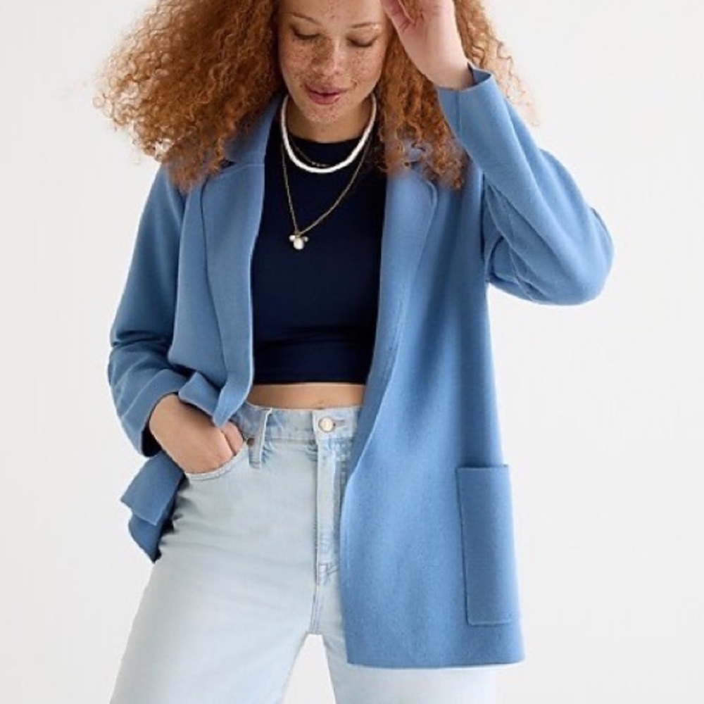 J Crew Eloise Sweater Blazer Courier Blue XL